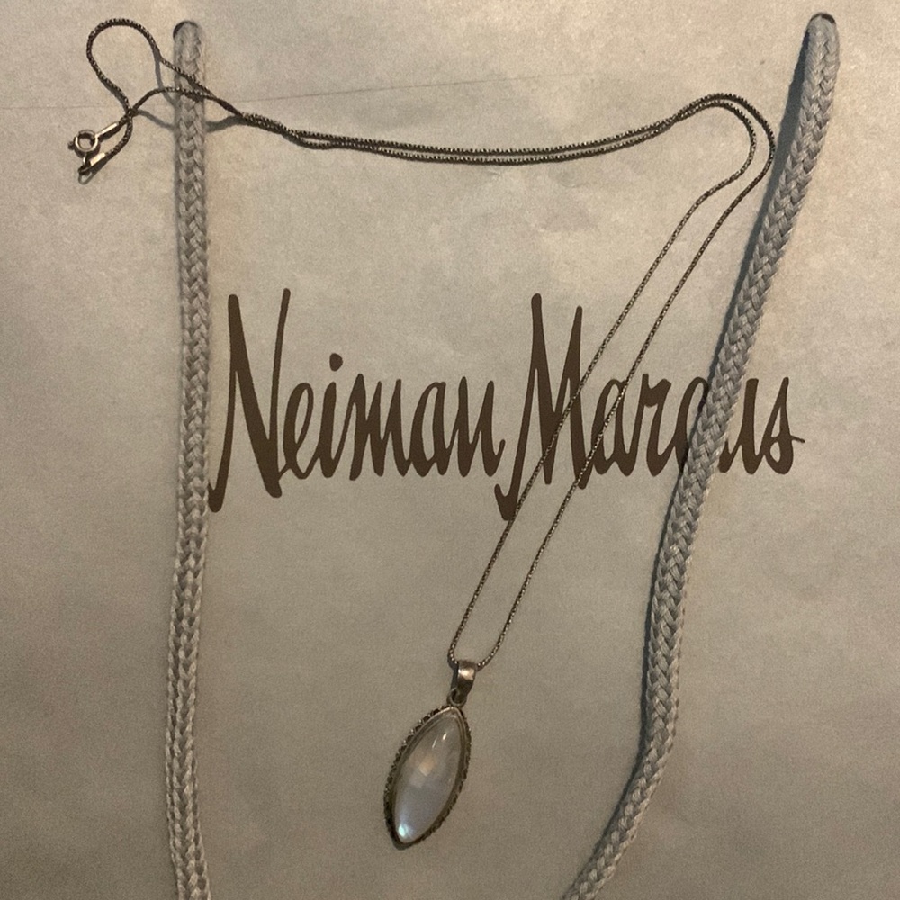 Large moonstone on sterling silver necklace
